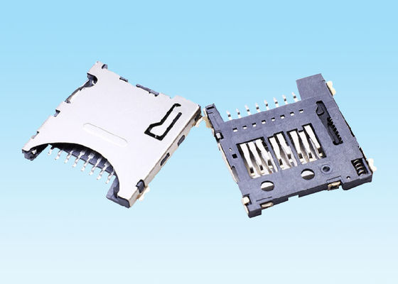 Συνδετήρας 8 καρτών μνήμης μικροϋπολογιστών SD TF Ultrathin υψηλής θερμοκρασίας αντίσταση τύπων ώθησης καρφιτσών SMT