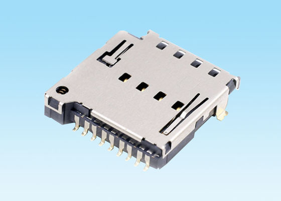 Pin 9 Push Type SIM Card Connector Thermoplastic Housing In Communication Equipments